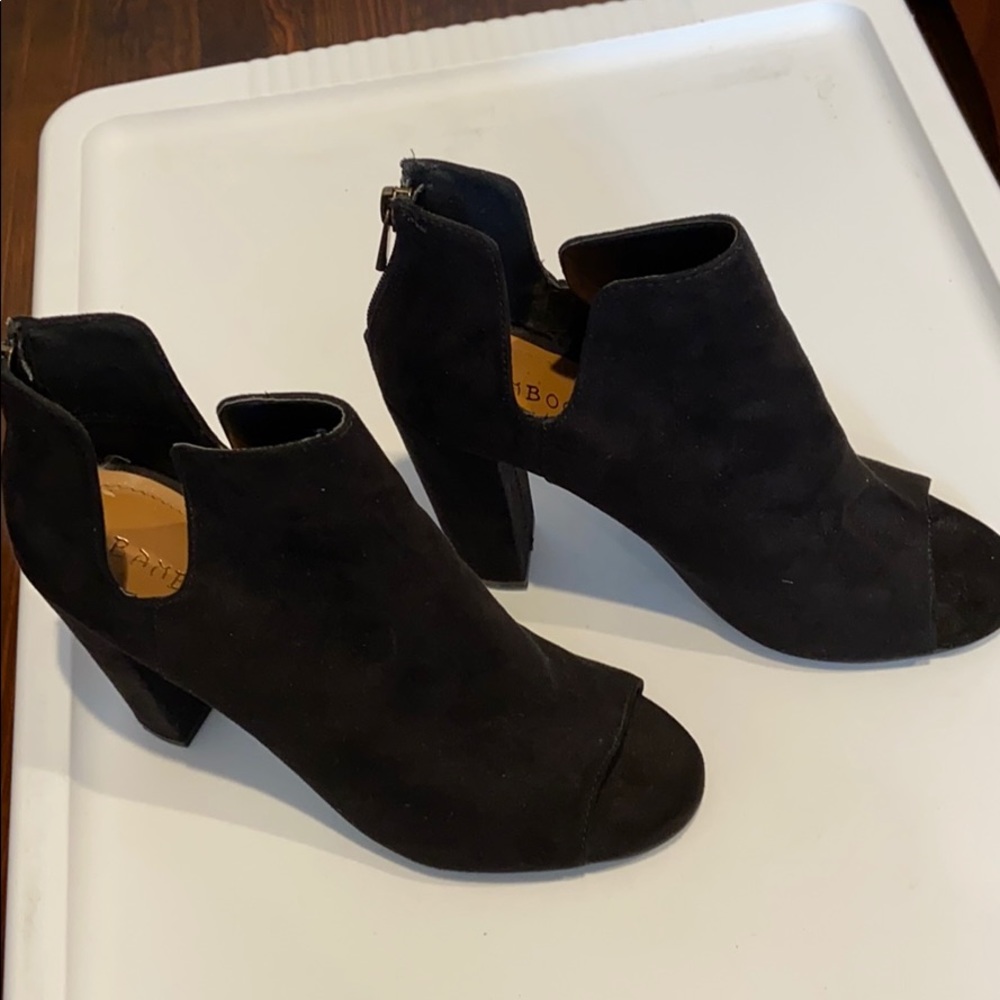 Black velvet open toe heel booties - Picture 3 of 6